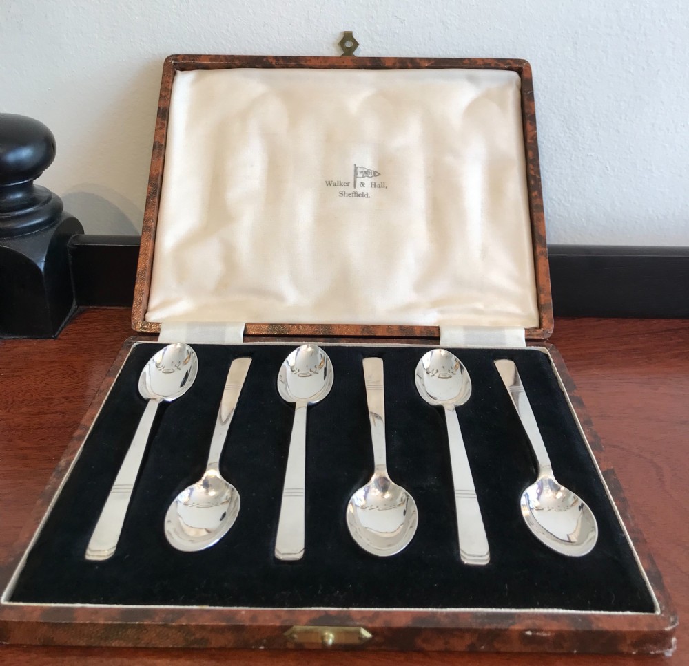 Set of Six George VI Silver Teaspoons by Walker & Hall