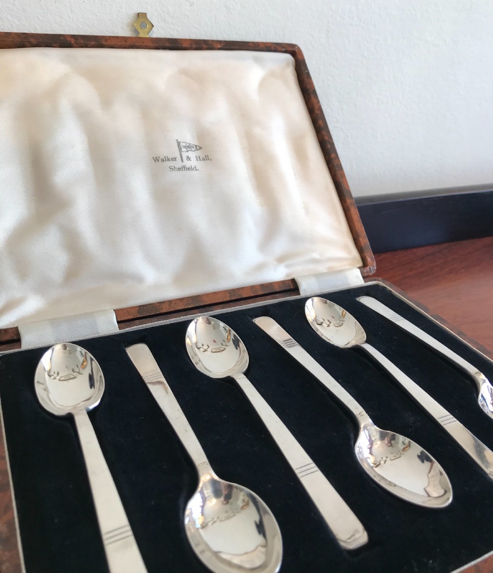 Set of Six George VI Silver Teaspoons by Walker & Hall View II