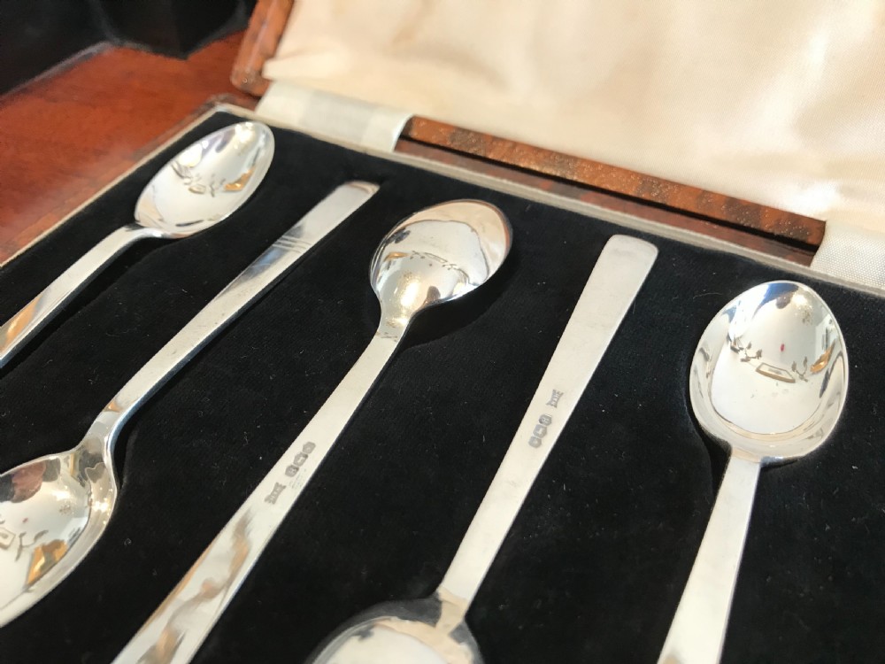 Set of Six George VI Silver Teaspoons by Walker & Hall View VI
