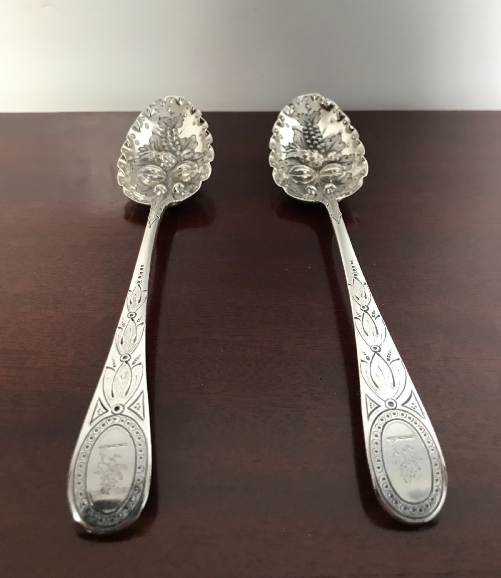 Pair Georgian Silver Berry Spoons, 1799