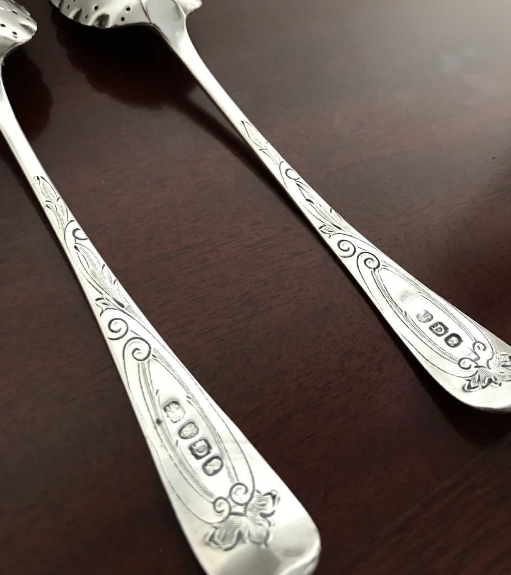 Pair Georgian Silver Berry Spoons, 1799 View VI