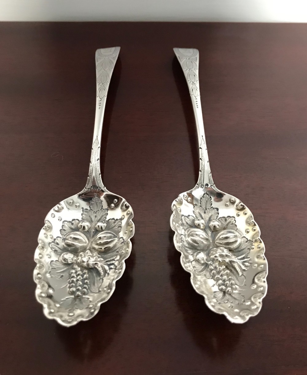 Pair Georgian Silver Berry Spoons, 1799 View VII