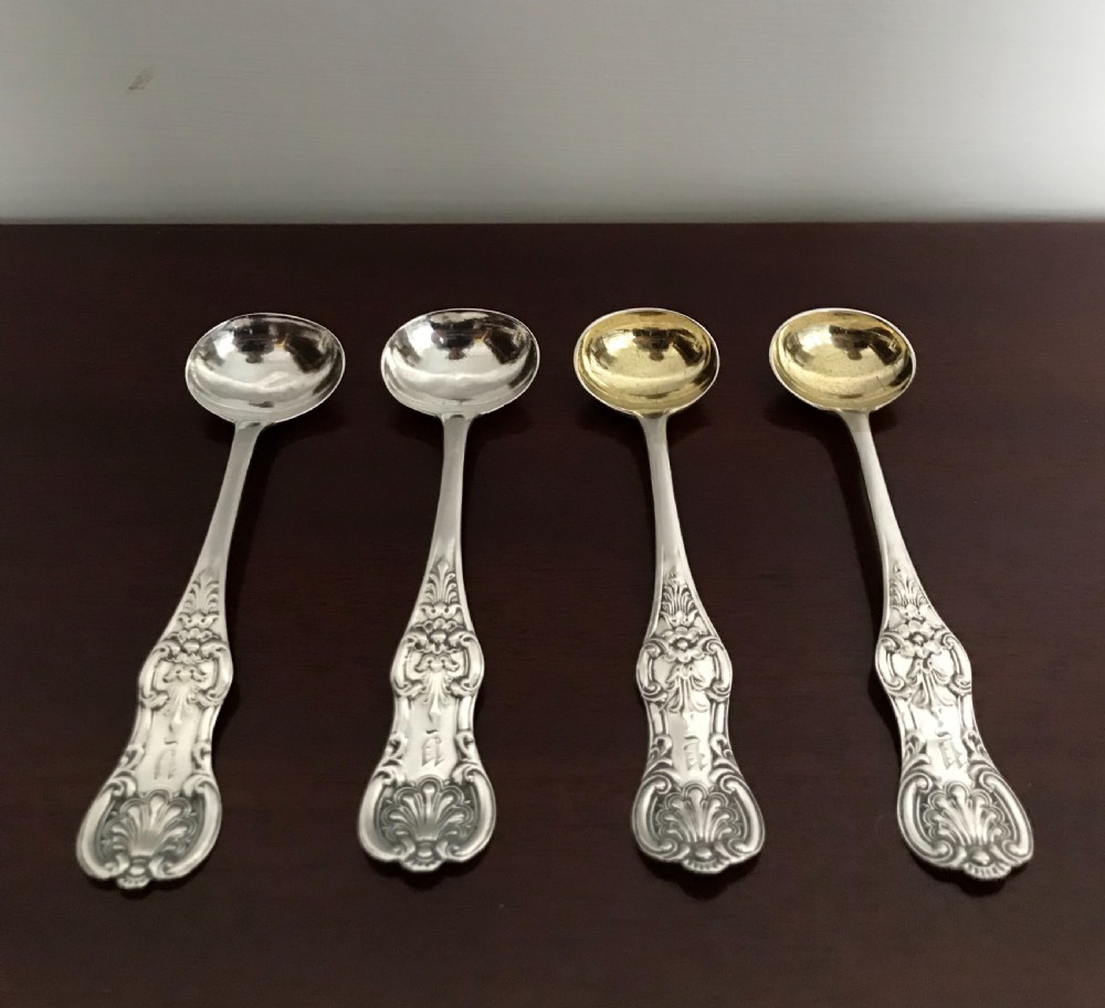 Set of 4 Victorian Scottish Silver Salt Spoons View II