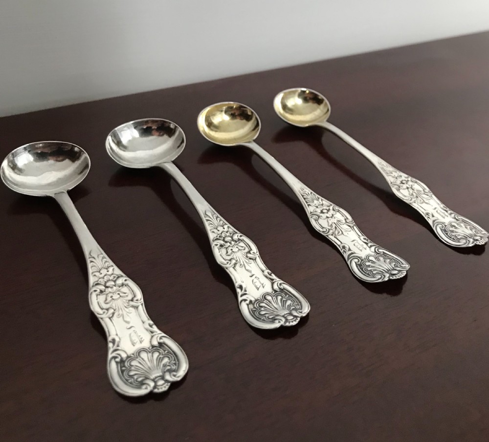 Set of 4 Victorian Scottish Silver Salt Spoons View III