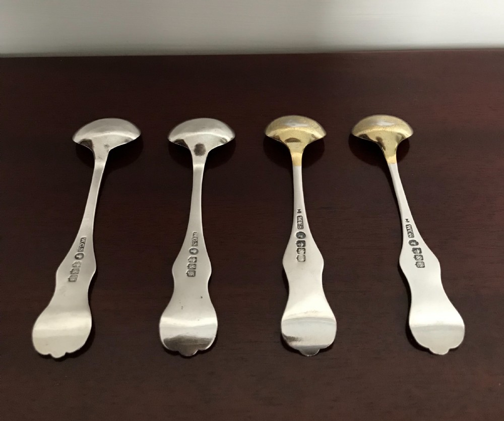 Set of 4 Victorian Scottish Silver Salt Spoons View V