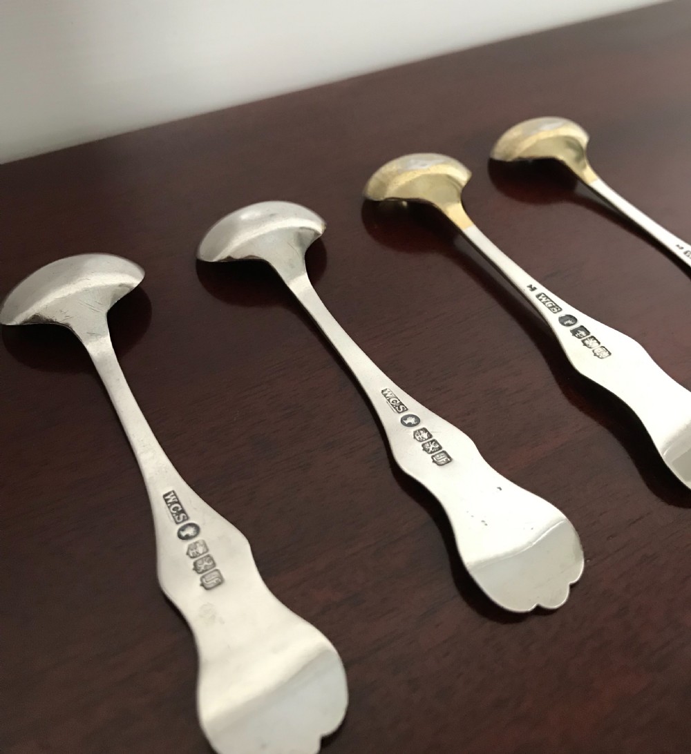 Set of 4 Victorian Scottish Silver Salt Spoons View VI