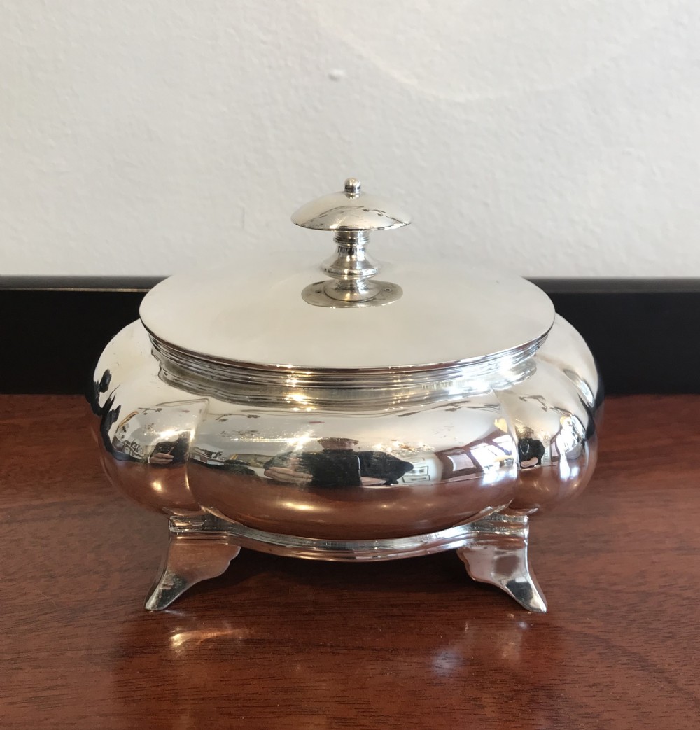 Rare George V Silver Tea Caddy with Integral Spoon View II