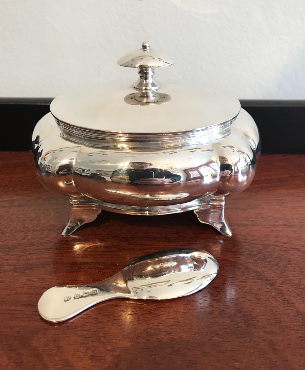 Rare George V Silver Tea Caddy with Integral Spoon View III