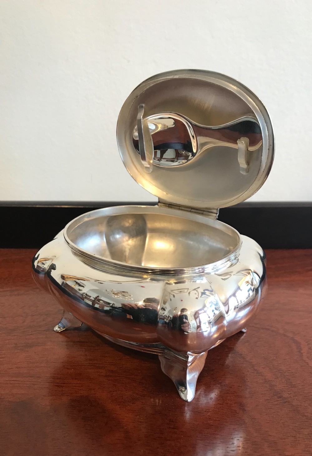 Rare George V Silver Tea Caddy with Integral Spoon View IV