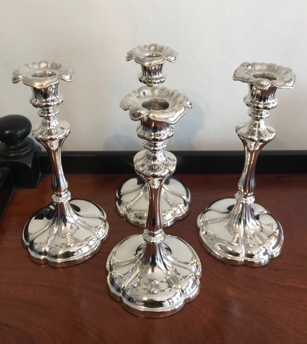 Rare set of Four Elkington & Co Candlesticks, 1850 View VII