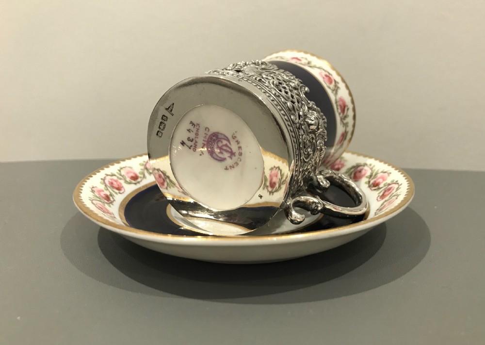 George V Coffee Can & Saucer, Silver Holder View III