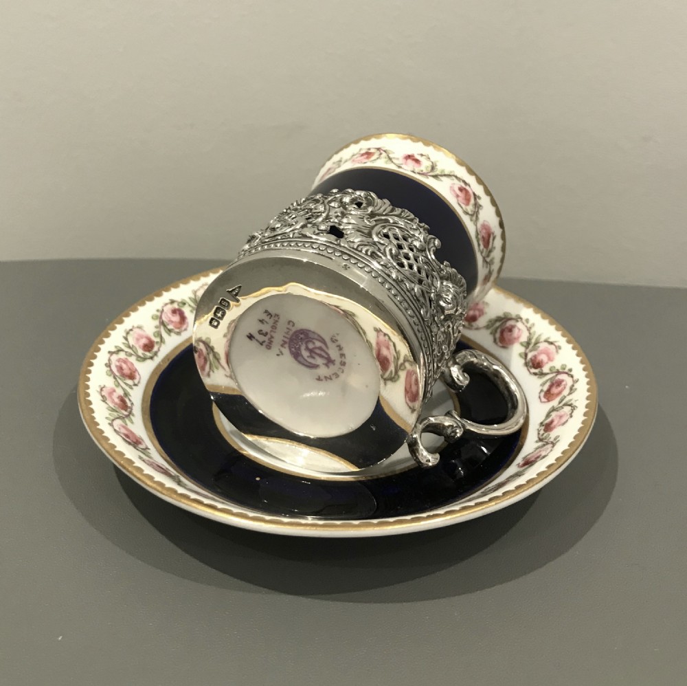 George V Coffee Can & Saucer, Silver Holder View IV