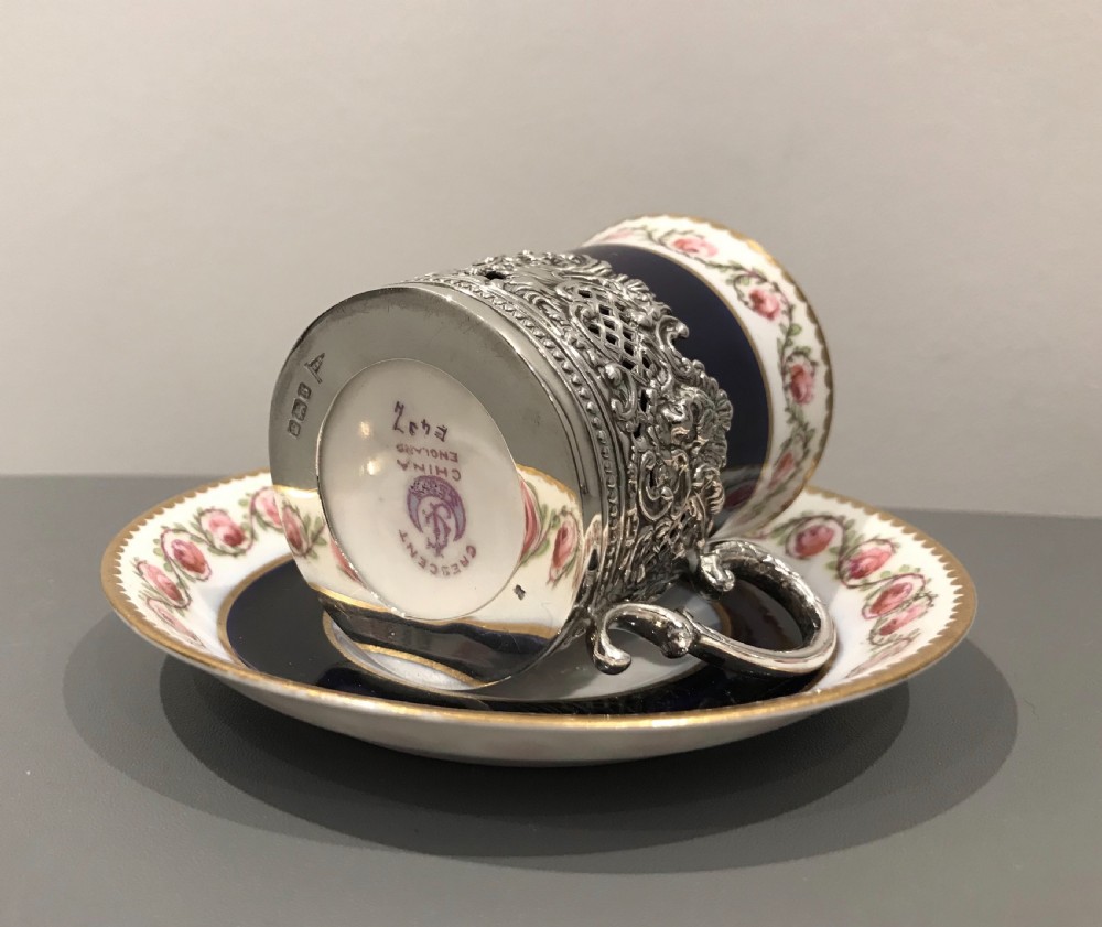 George V Silver Coffee Can & Saucer, Silver Holder View II