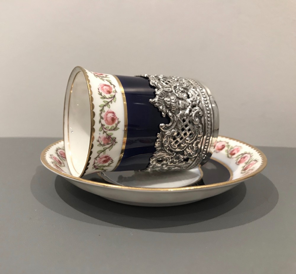 George V Silver Coffee Can & Saucer, Silver Holder View IV