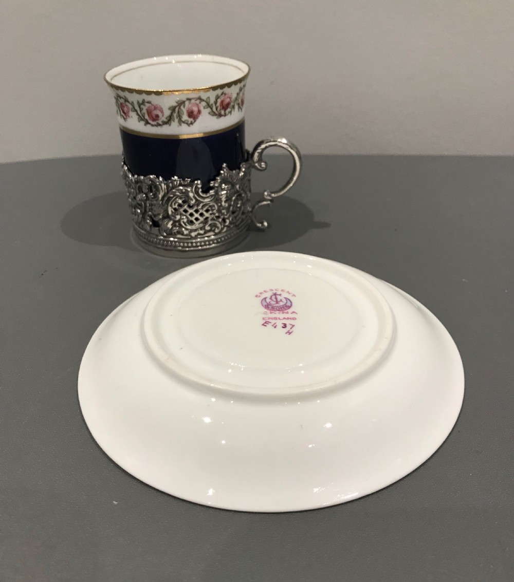 George V Silver Coffee Can & Saucer, Silver Holder View V