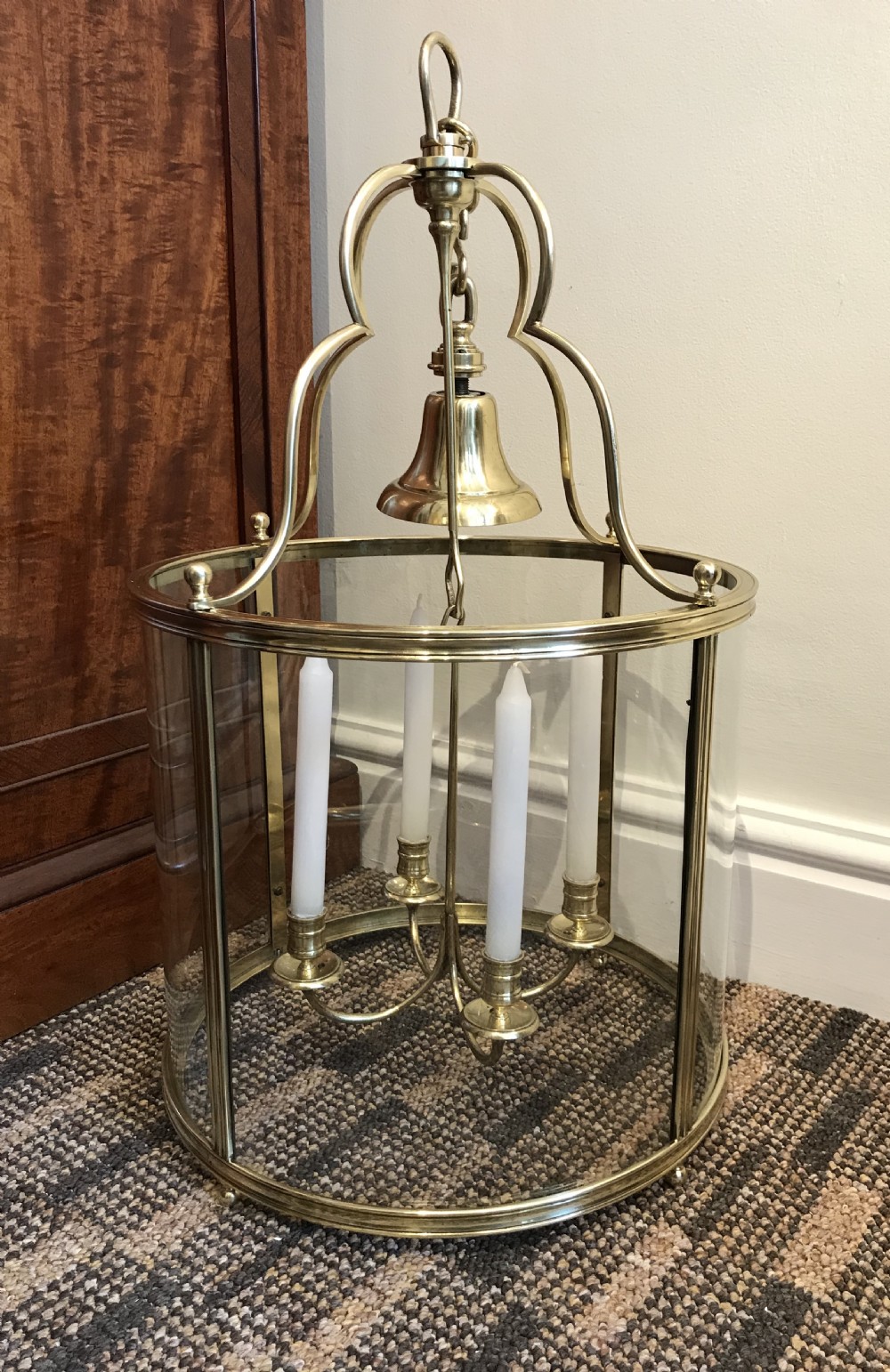 Large Early 20th Century Brass Hall Lantern View IV