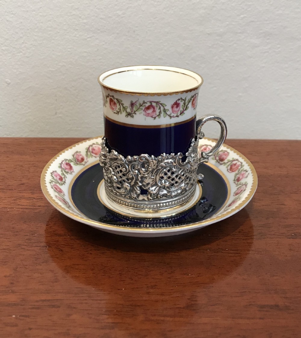 George V Coffee Can & Silver Holder