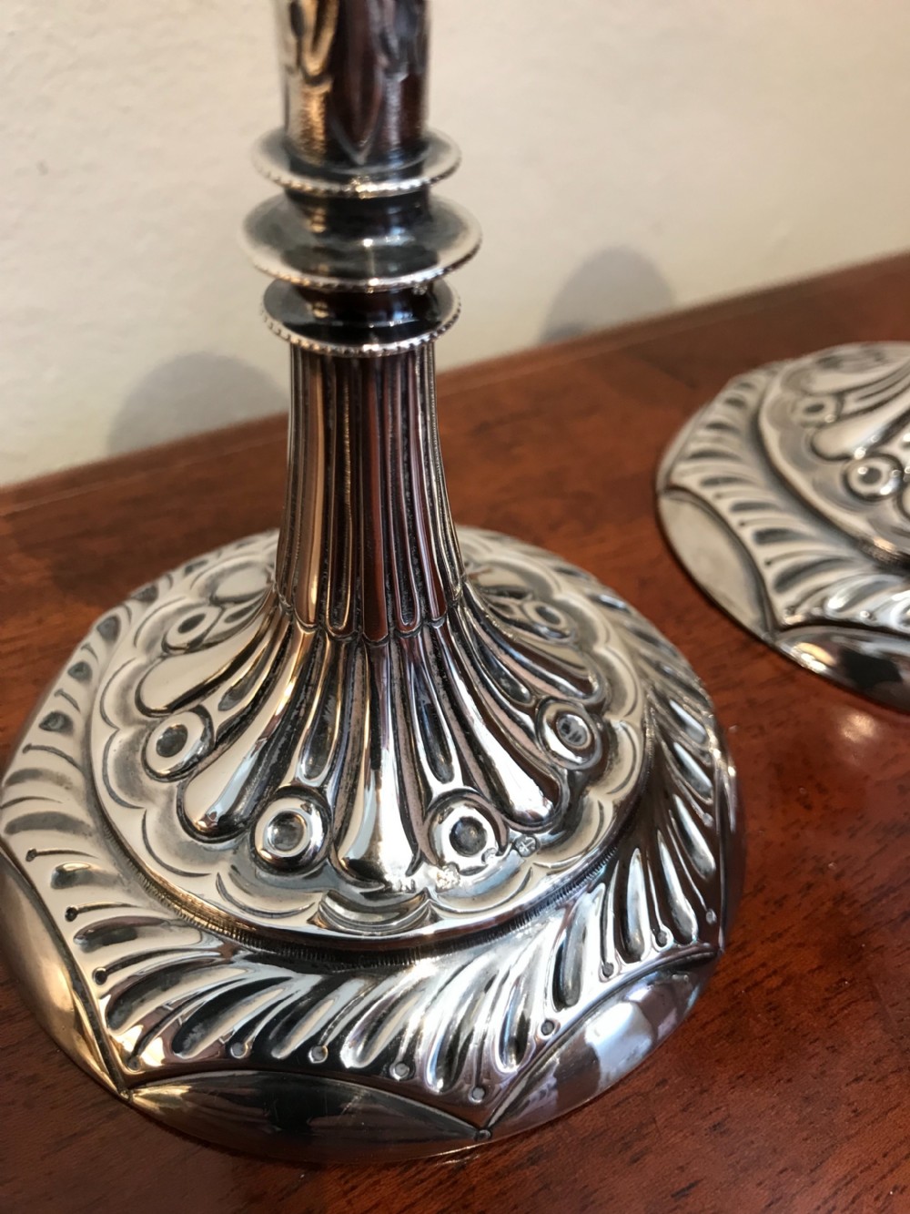Pair Victorian Silver Candlesticks  View II