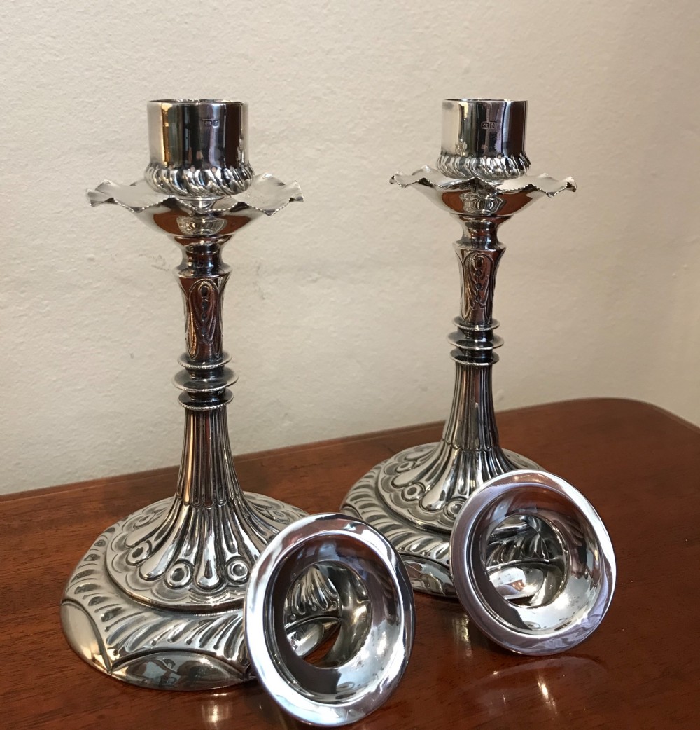 Pair Victorian Silver Candlesticks  View V