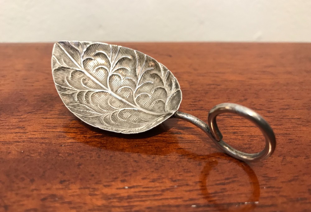 Rare George III Silver Leaf Caddy Spoon 