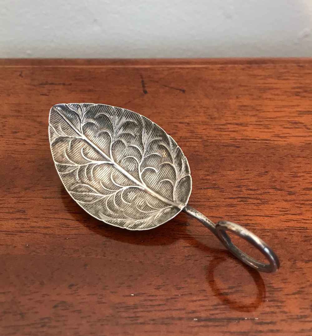 Rare George III Silver Leaf Caddy Spoon  View II