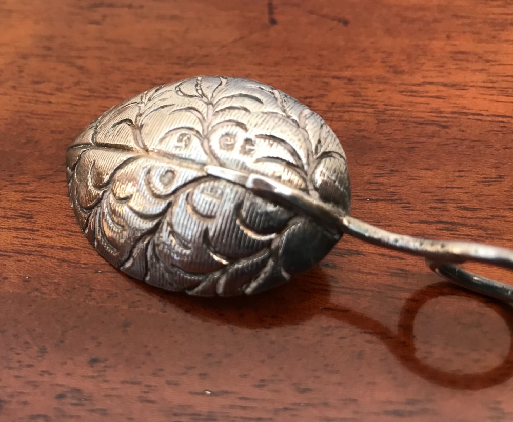 Rare George III Silver Leaf Caddy Spoon  View IV
