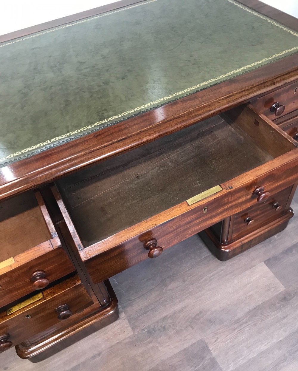 Victorian Mahogany Pedestal Desk View IX
