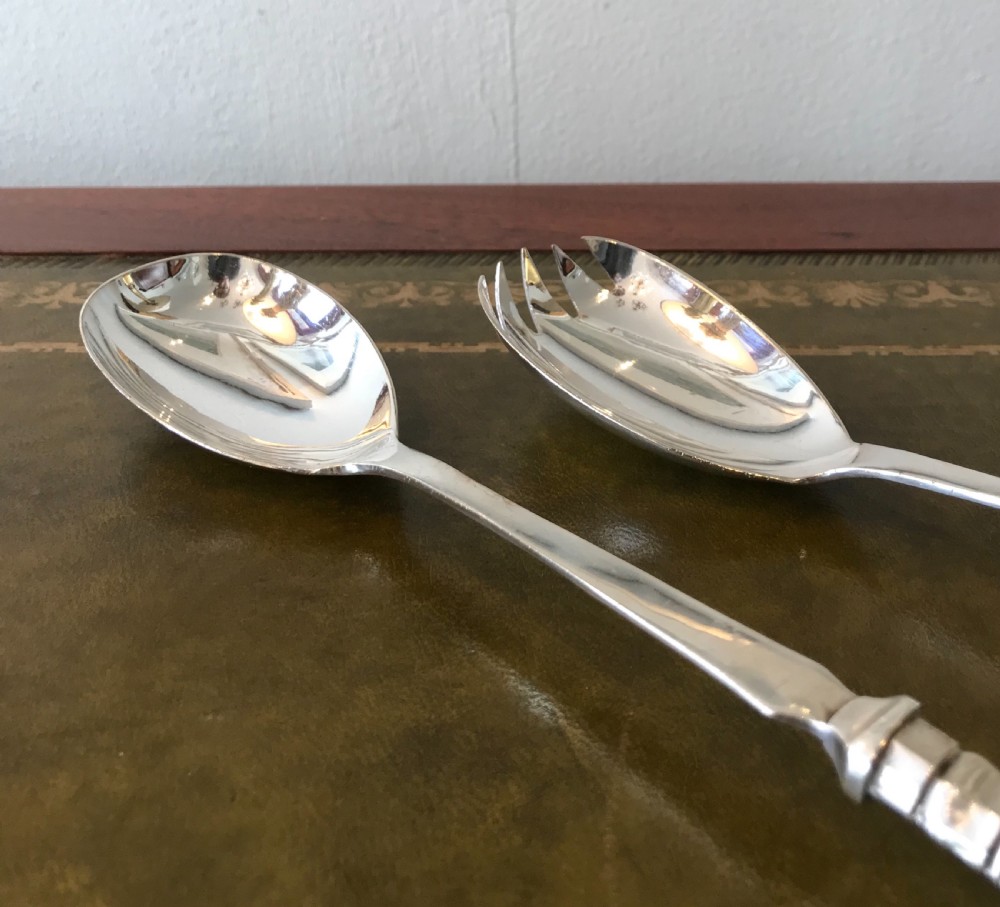 Pair of Silver Handled Salad Servers View II