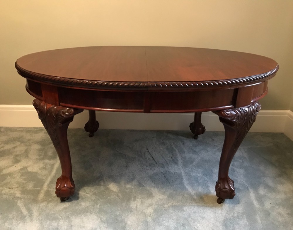 Good Edwardian Chippendale Style Wind Out Dining Table  View II