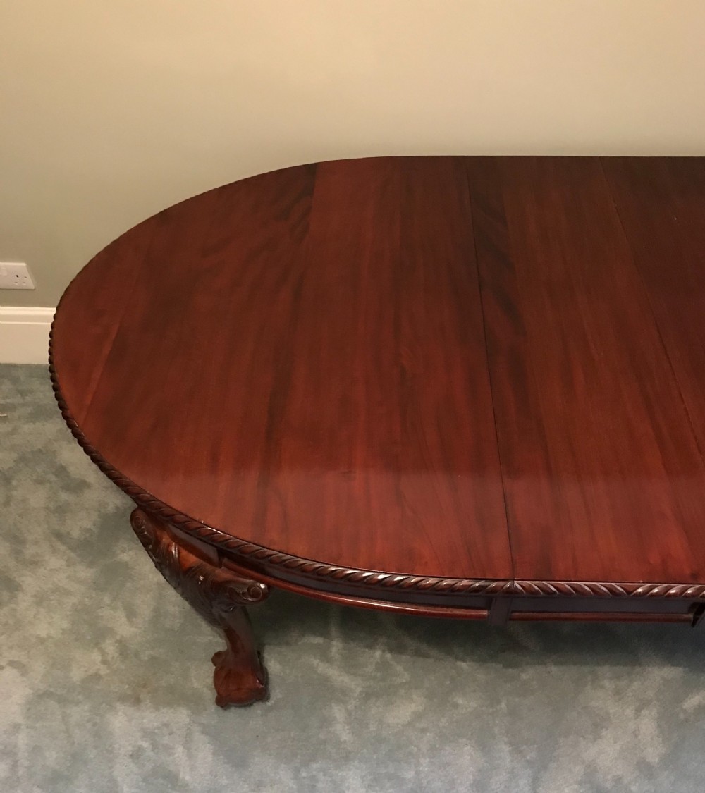 Good Edwardian Chippendale Style Wind Out Dining Table  View III