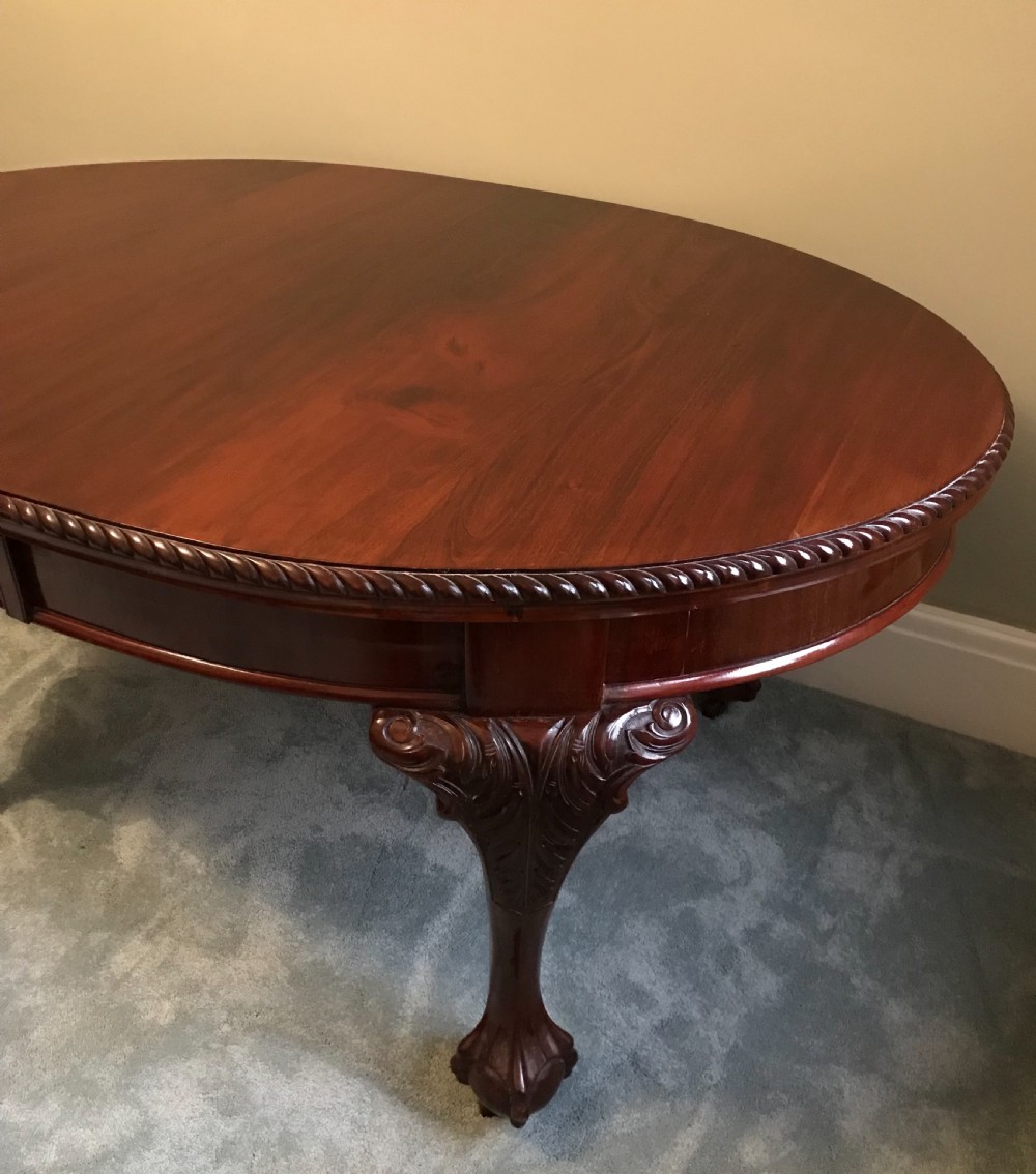 Good Edwardian Chippendale Style Wind Out Dining Table  View IV