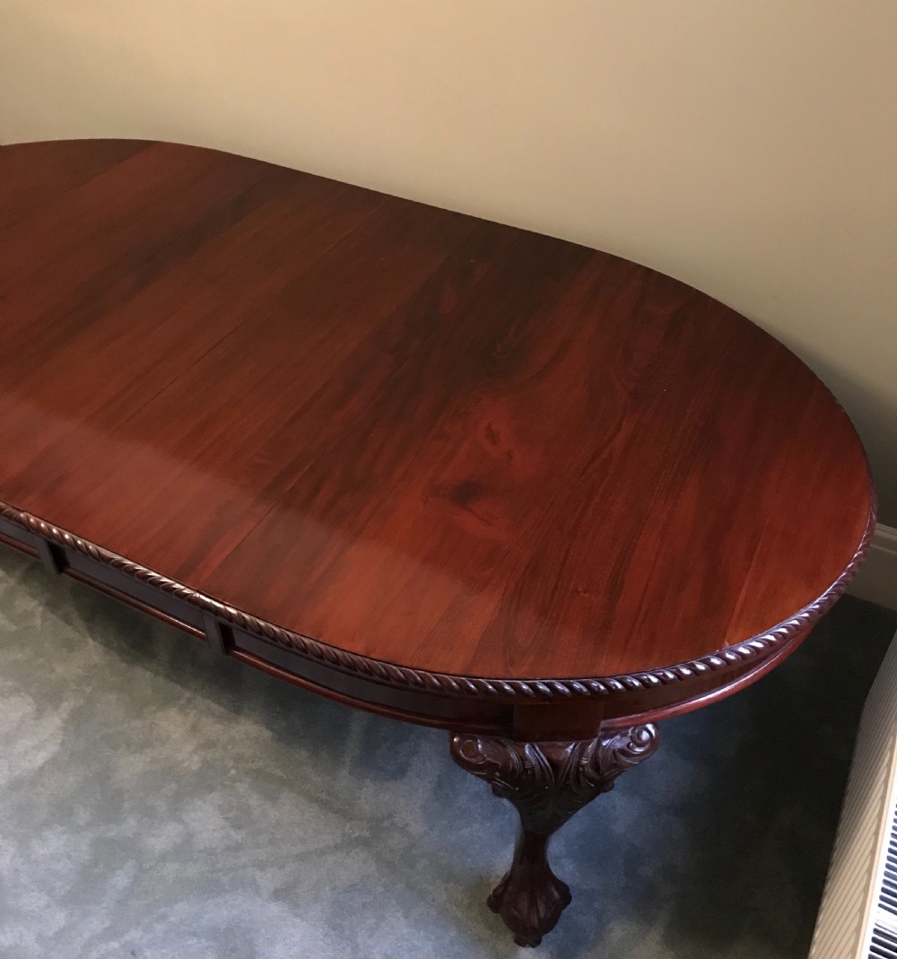 Good Edwardian Chippendale Style Wind Out Dining Table  View V