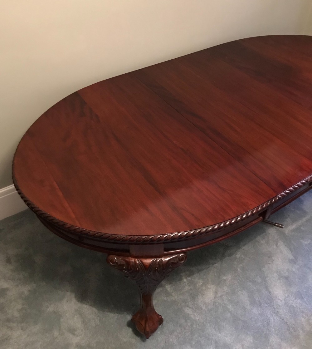 Good Edwardian Chippendale Style Wind Out Dining Table  View VIII