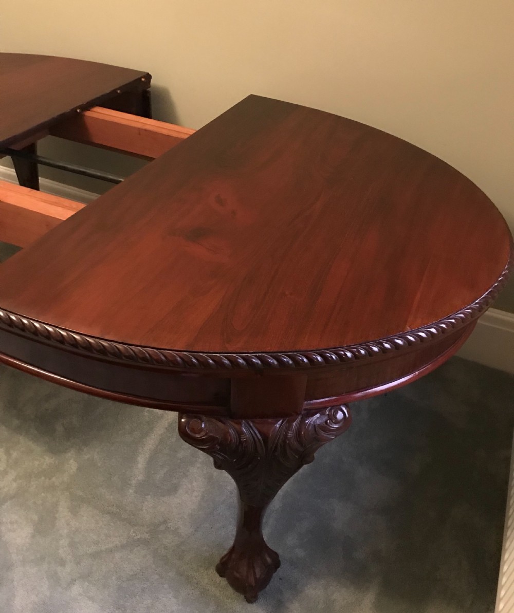 Good Edwardian Chippendale Style Wind Out Dining Table  View XII