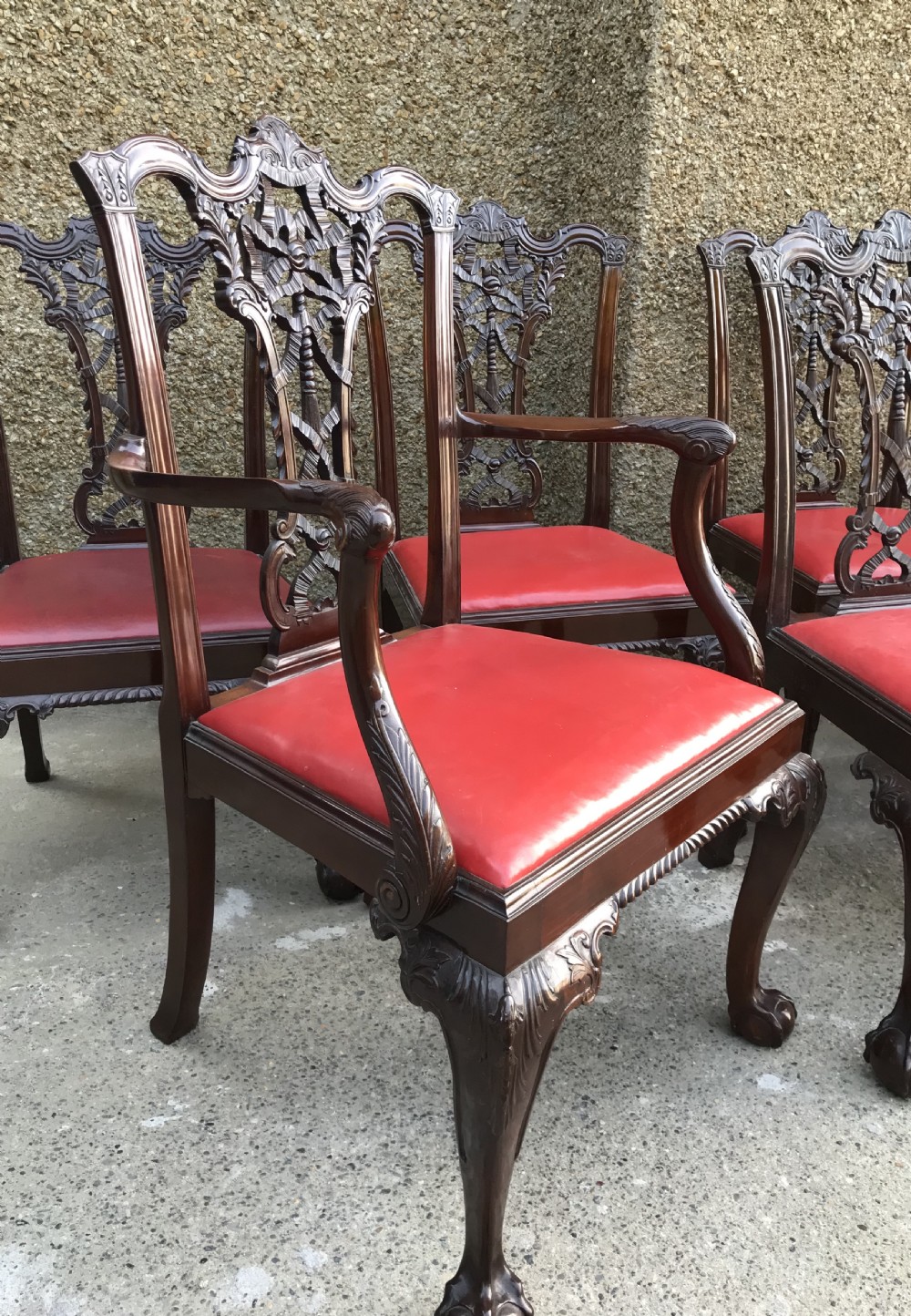 Set of Eight Edwardian Chippendale Style Dining Chairs  View VIII