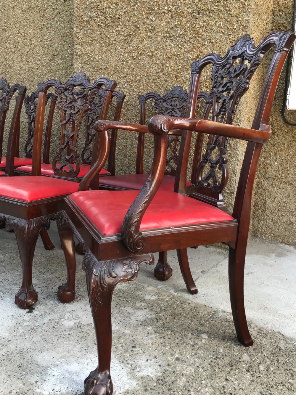 Set of Eight Edwardian Chippendale Style Dining Chairs  View IX