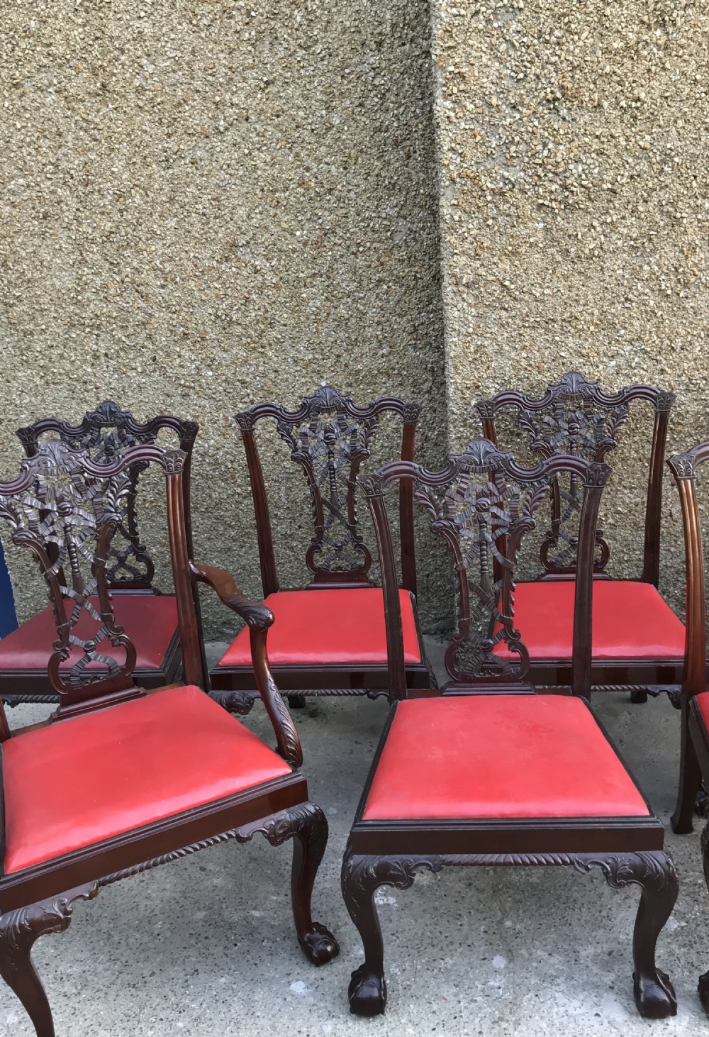 Set of Eight Edwardian Chippendale Style Dining Chairs  View XIII