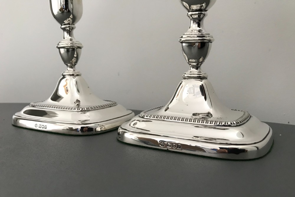 Quality Pair Edwardian Silver Candlesticks View II