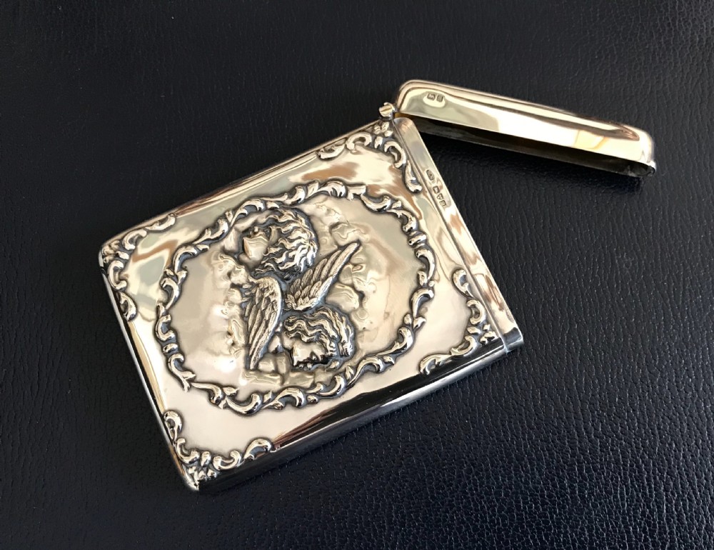 Stunning Edwardian Silver Card Case, Reynolds Angels View II