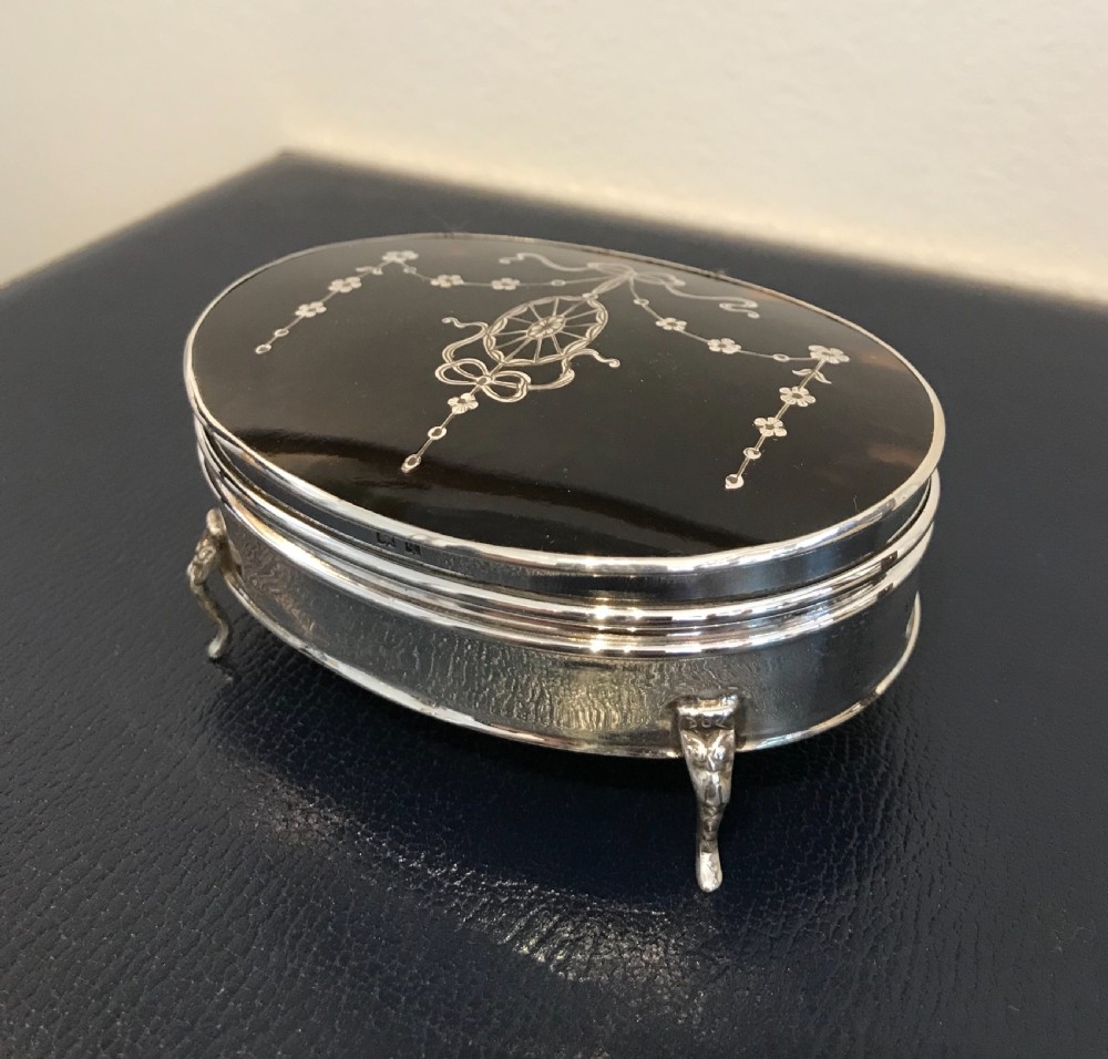 Quality George V Silver & Tortoiseshell Jewellery Box 