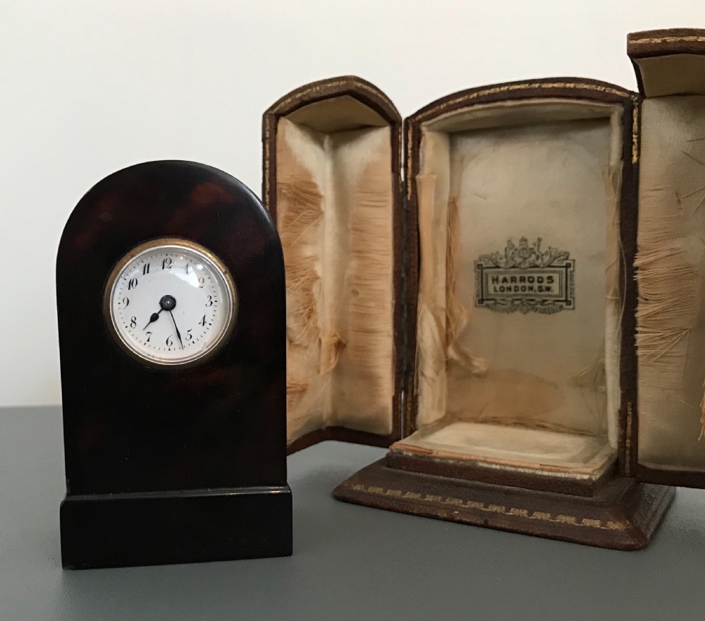 Tortoiseshell Boudoir Travel Clock by Harrods 