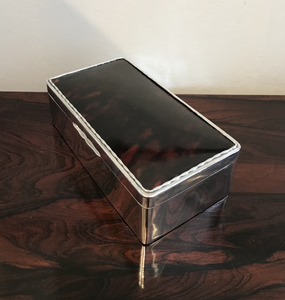 George V Silver Tortoiseshell Box, hallmarked Birmingham 1929 View II