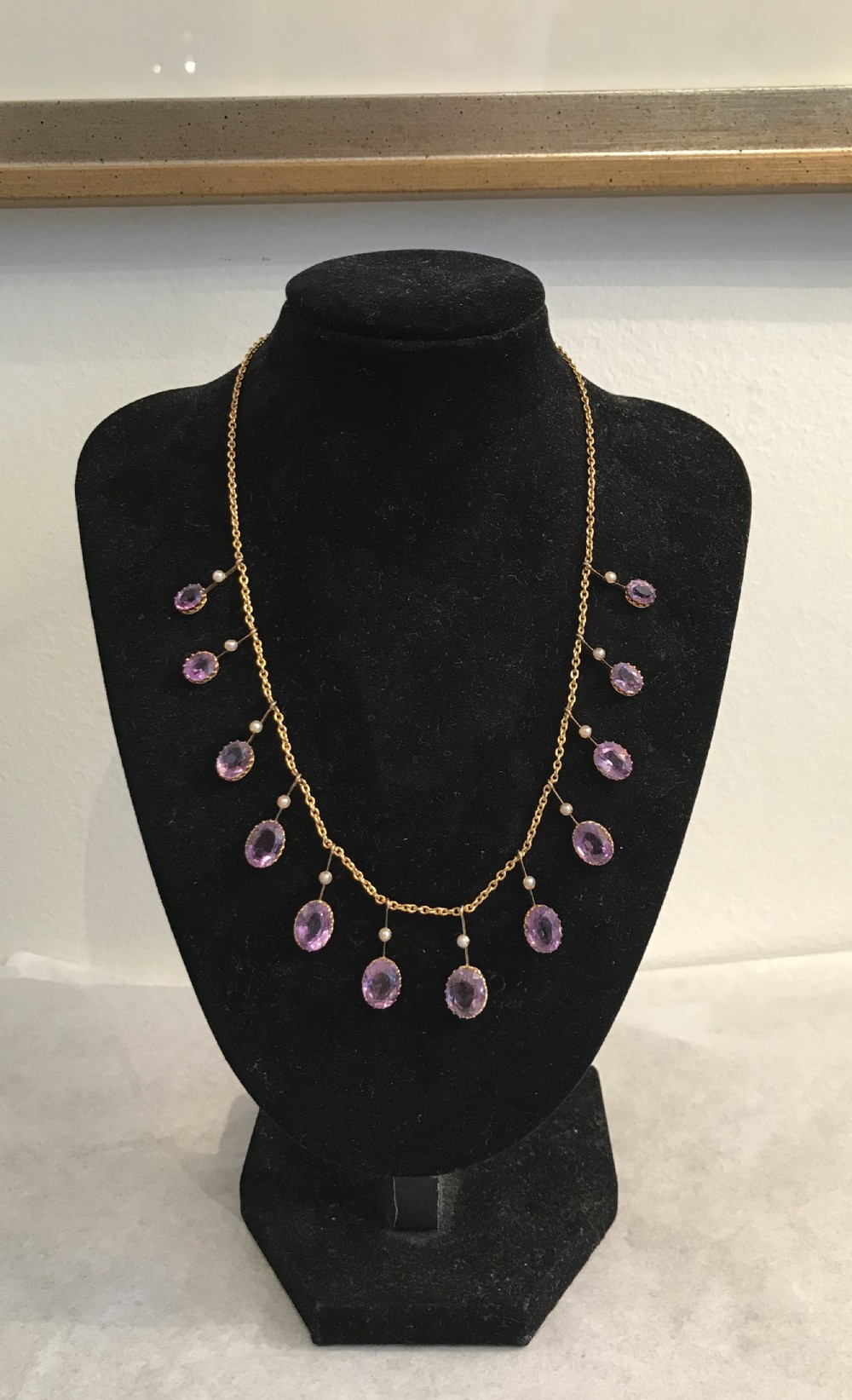 Quality Edwardian 9ct Gold Amethyst Necklace 