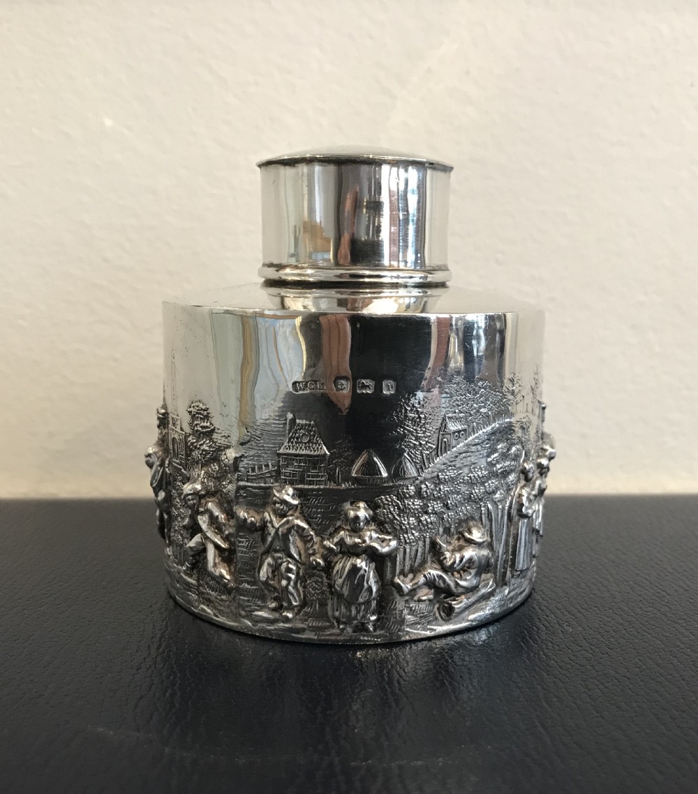 Quality Edwardian Silver Tea Caddy, 1908 View II