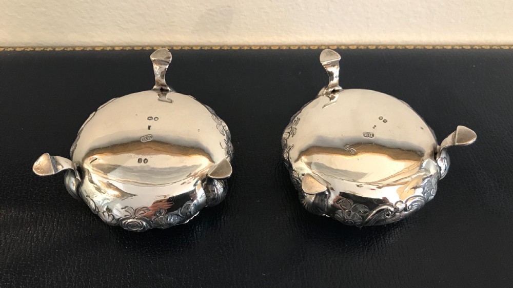 Good Pair of Victorian Silver Salts, 1865 View V