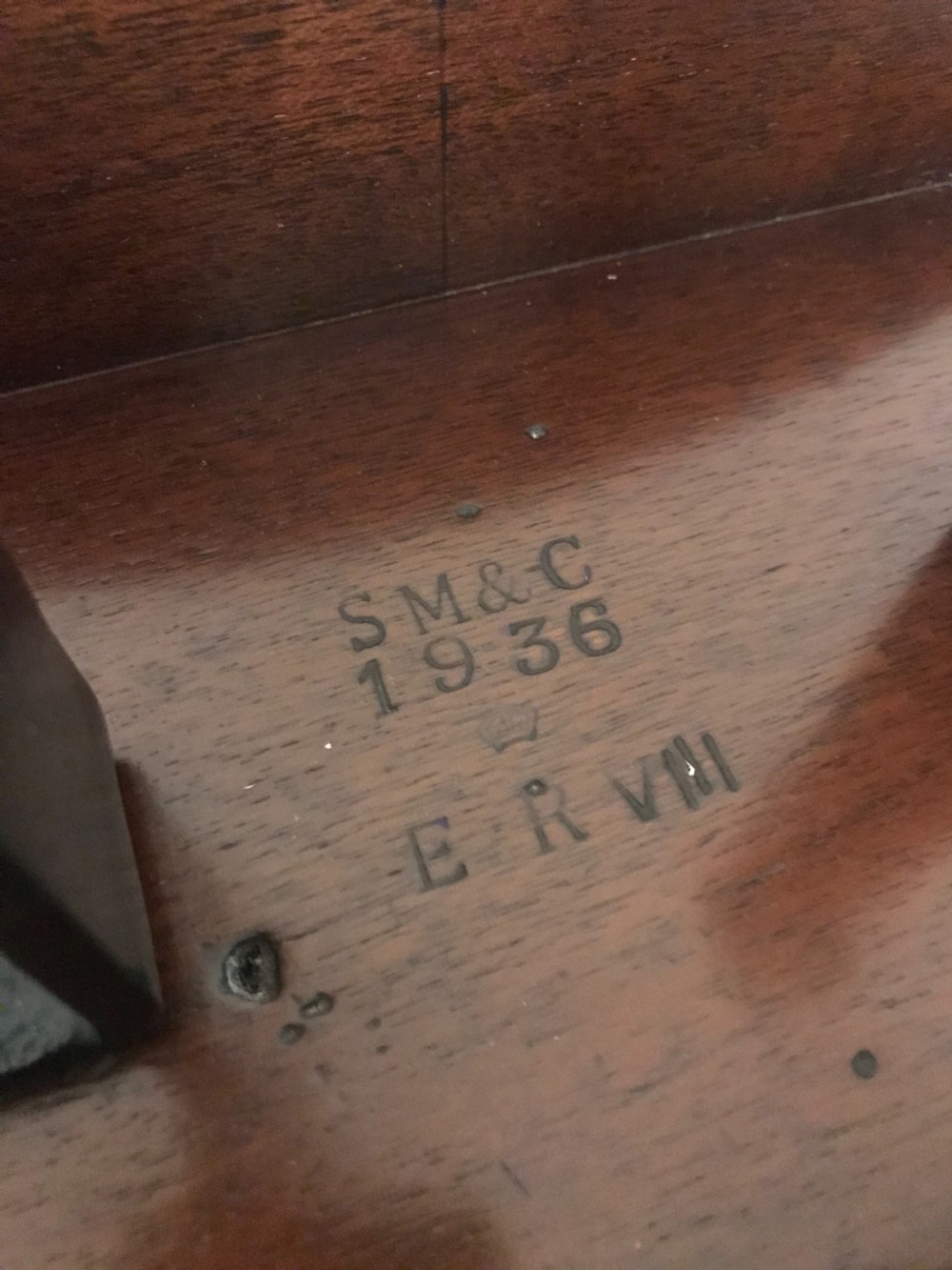 Rare Edward VIII Mahogany Double Sided Clock, Stockall & Marples, 1936 View XIV