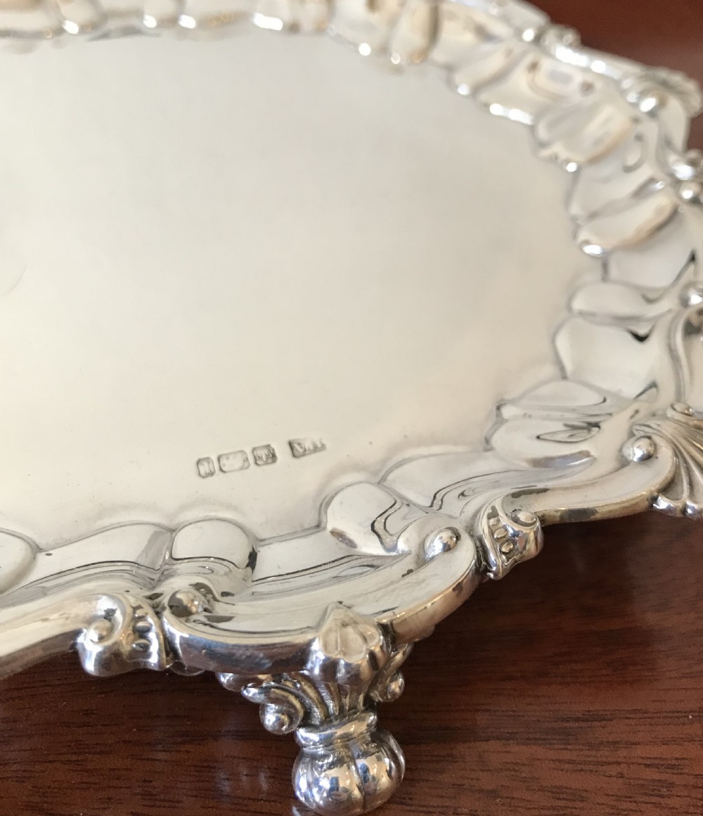 Edwardian Solid Silver Card Tray, 1903 View II