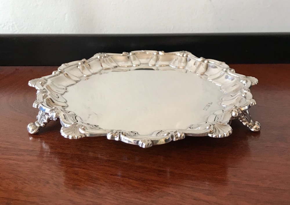Edwardian Solid Silver Card Tray, 1903 View III