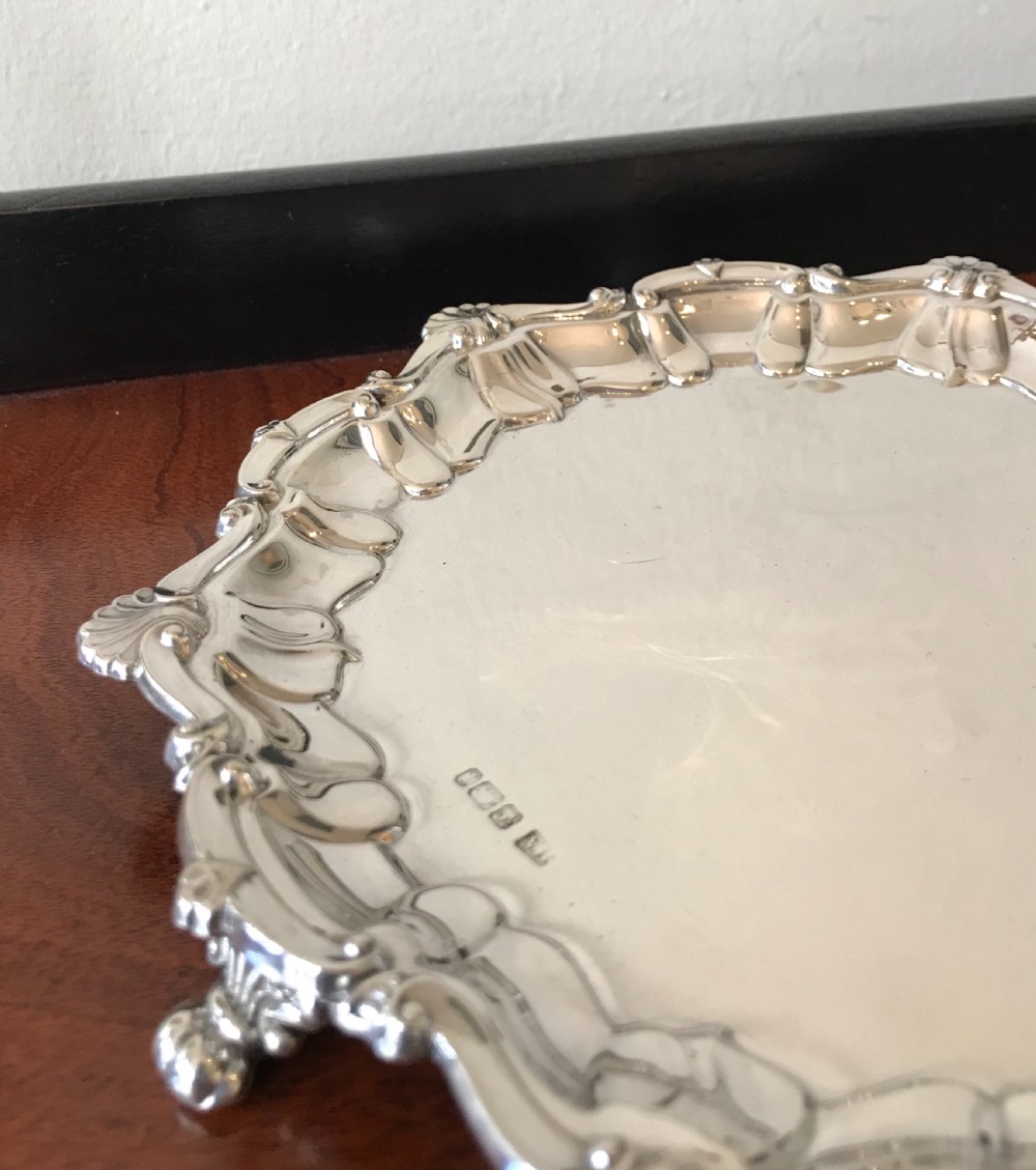 Edwardian Solid Silver Card Tray, 1903 View IV