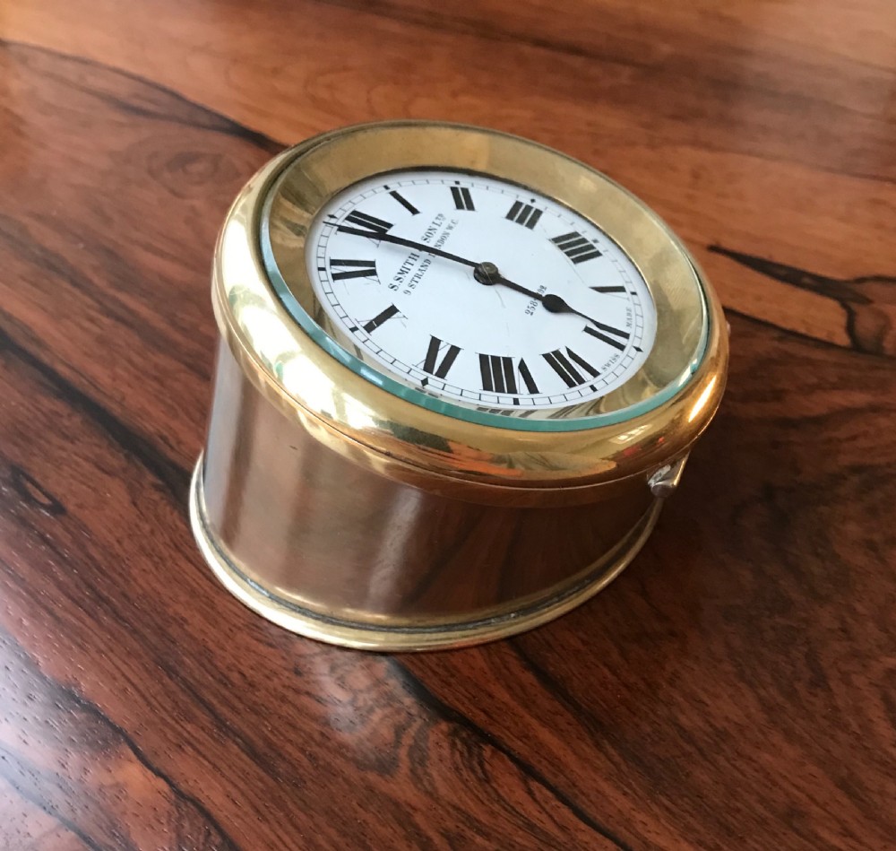 Rare Edwardian Brass Smiths Car Clock, c1913 View III